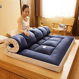 Traditional Japanese Futon Mattress Thicken Tatami Mat Sleeping Pad Foldable Roll Up Floor Mattresses Dormitory Non-Slip Cushion For Guest Sofa (Color: C, Size: 180x200cm)