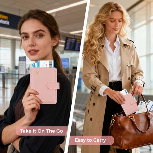 Image of Melsbrinna Premium Leather Passport Holder Covers Case, Waterproof Rfid Blocking Travel Wallet Passport Holder with Pen Holder, Cute Passport Book for Women /Men