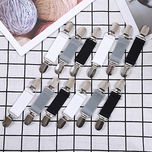 Image of Ruisita 12 Pieces Summer Fashion Dress Clips Stainless Steel Elastic Short-Sleeve Shirts Clip Garments Glove Clips