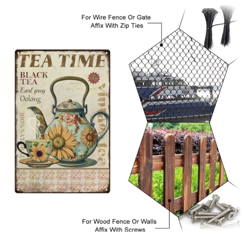SUPERDANT Tea Time Metal Signs Teapot Teacup Tin Signs Man Cave Metal Sign Kitchen Wall Plaques Vintage Decor for Kitchen Restaurants Pubs Coffee Bar Decoration Housewarming Gifts - Image 4
