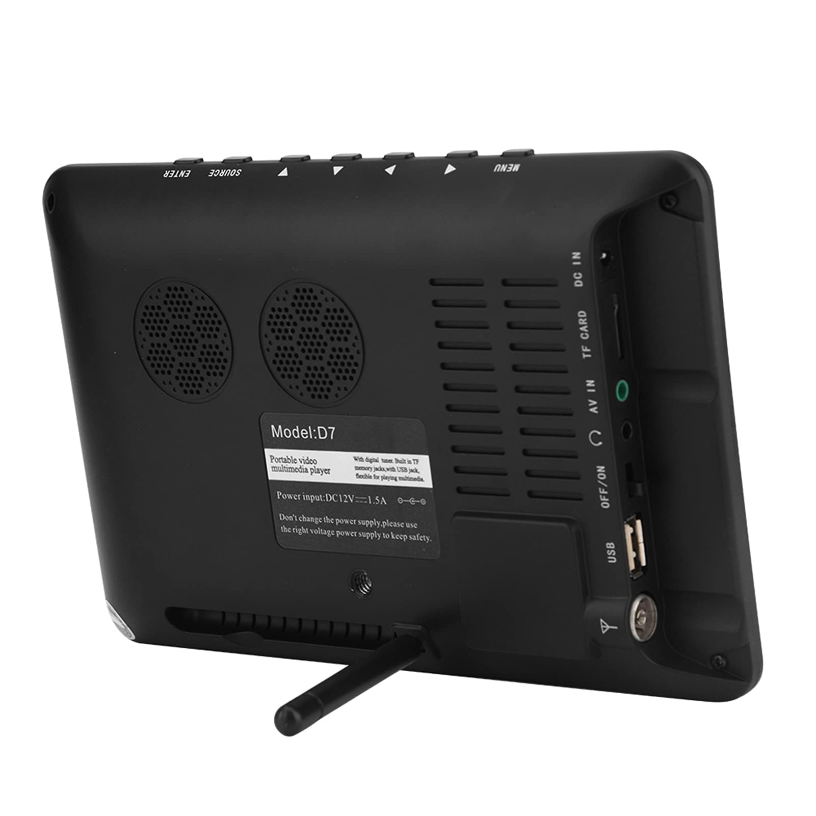 7-calowy przenośny HD TV, cyfrowy odtwarzacz multimedialny HD analogowy telewizor do salonu, samochodu, na zewnątrz (7 cali)