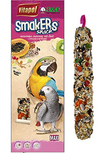 A&E Cage Co. Smakers Treat Sticks, Parrot Maxi, Twin Pack, Fruit
