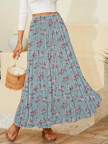 Image of NASHALYLY Women's Chiffon Elastic High Waist Pleated A-Line Flared Maxi Skirts
