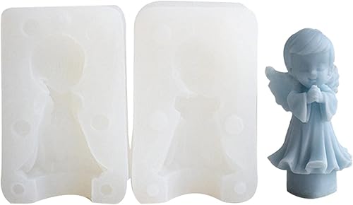 Yimin Molde de vela de ángel Molde de silicona para hacer jabón, molde de resina epoxi, molde de ángel para fondant, vela, cera, jabón, pastel,