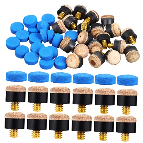Holibanna 40Pcs Billiard Tips Leather Single Pool Replacement Tips for Billiards Snooker and Pool Players Durable