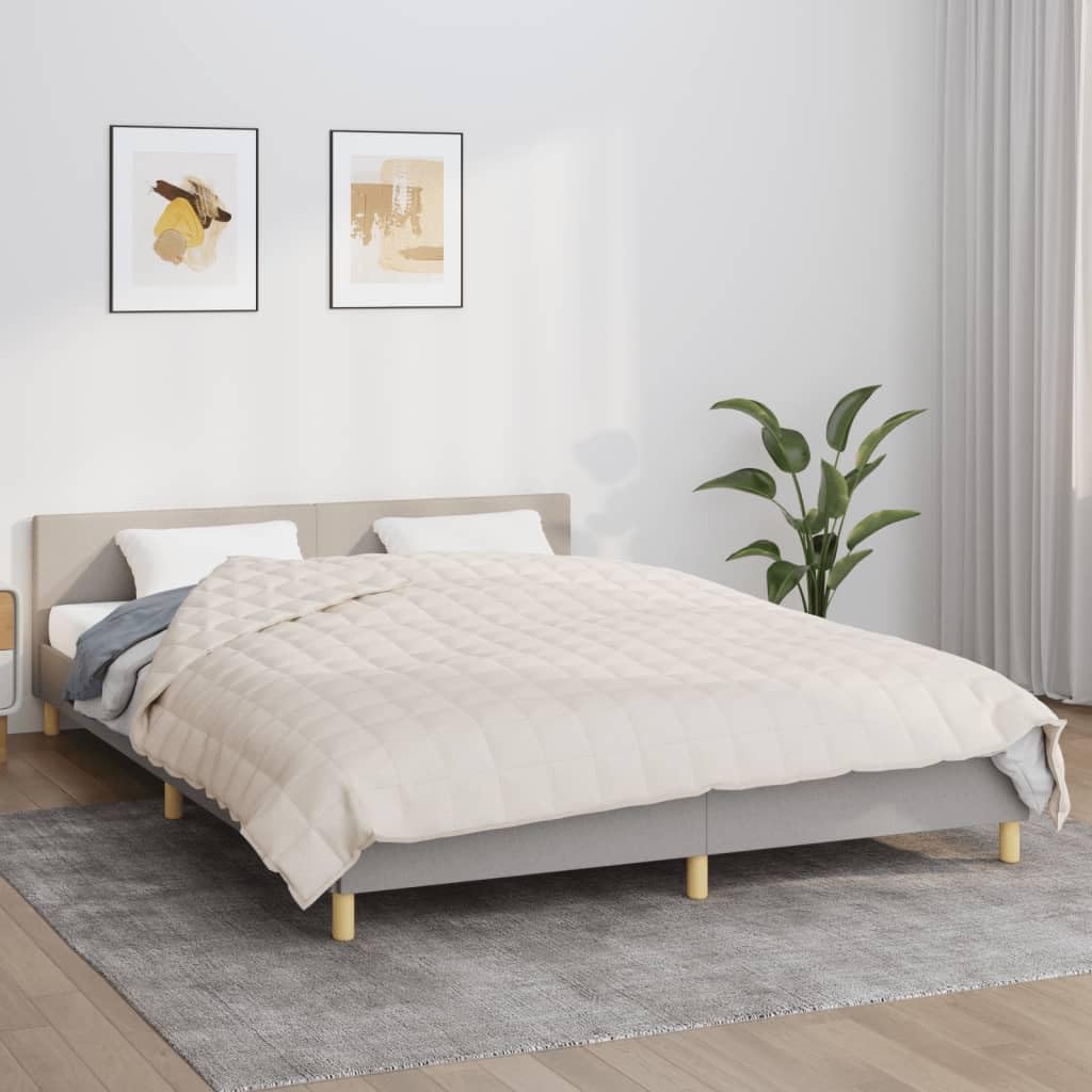 Coperta ponderata color crema chiaro, 220 x 240 cm, 11 kg, tessuto di cotone ipoallergenico, perle di vetro, aiuto per dormire per camera da letto e divano