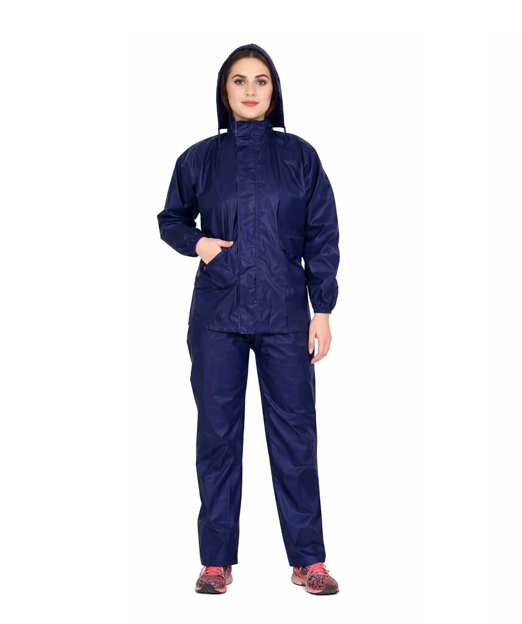 sf shakumbhari fab Raincoat Water Resistant Rainsuit with Adjustable Hood Drawstring Hem Set of Top & Bottom with (Carrying Pouch)-picture-47