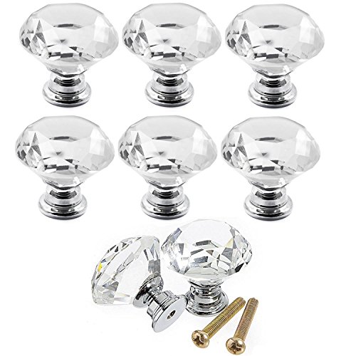 Boxcute - maniglie con cristallo trasparente, per mobili, 8 pezzi