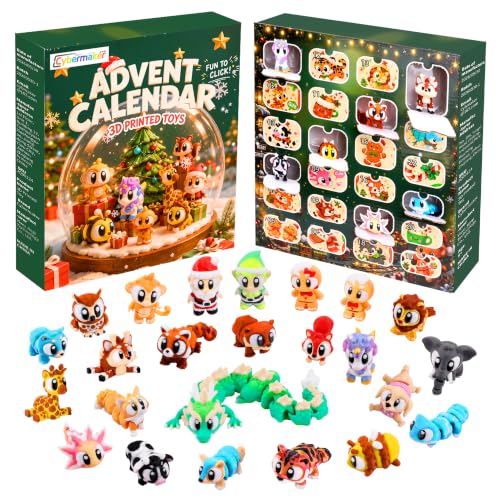 Advent Calendar 2026, 24pc 3D Printed Gingerbread Santa & Animal