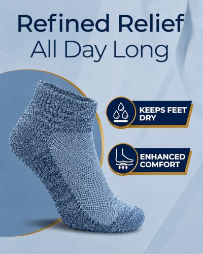 Image of Pembrook Ankle Diabetic Socks for Women & Men | 6 Pairs | Wide Non Binding Socks Quarter Length | Edema Neuropathy Socks
