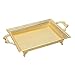 Rectangular Serving Trays Platter Small Gold Centerpiece Decorative Bowl Plate Dish with Handles Metal Accents Ornate Vanity Vintage for Wedding Coffee Dining Tables Decor Keys (15x9.3 inches)