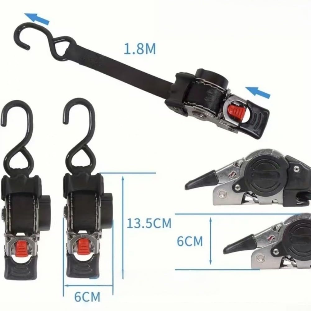 Automatikspanner, 4er Set, Fahrzeugtransportgurt, Selbstaufrollmechanismus, einstellbare Länge für schwere Lasten, Auto Motorrad LKW Umzug (B)