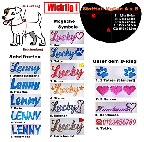 Hundegeschirr kleine Hunde S M L XL XXL mit Wunsch Namen bestickt Kunstleder schwarz rosa