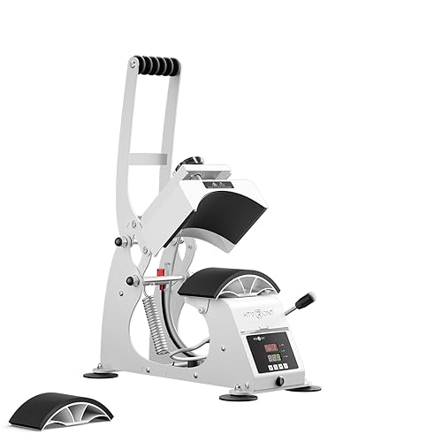 HTVRONT Hat Press Machine - Hat Press Heat Machine for Caps with 2 Platens & Caps Stretcher, White Hat Heat Press Machine for Caps with Memory Mode and Non-Slip Base for Heat Transfer Vinyl - White