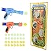 Coriver Lot de 2 Pistolets Power Popper et Cible de tir Debout pour Dinosaures, Pistolet à balles de Combat en Mousse avec 28 balles en Mousse Souple et 1 Sac de Rangement, Pistolet Jouet à air