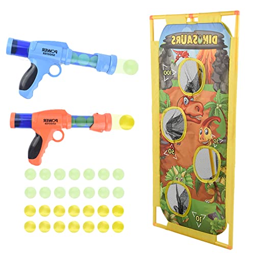 Coriver Schaumstoff Spielzeug Pistole, 2 Pack Spielzeug Pistole für Nerf Zielscheibe mit Standing Shooting Vierloch Schießgestell, 28 Schaumstoffball, Outdoor Spiele für Kinder Jungen Mädchen