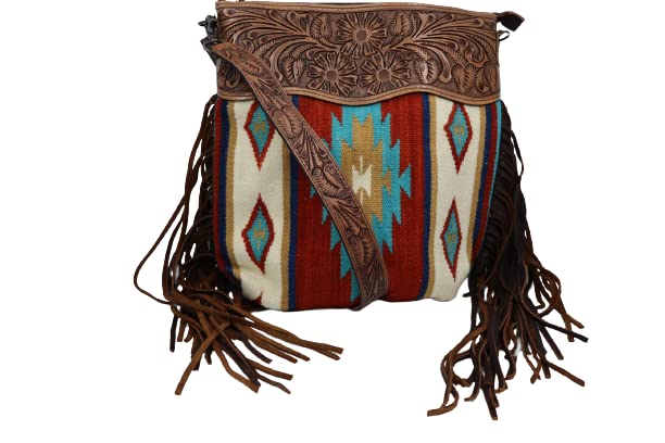 American Darling Large Cross Body Bag Leather Fringe Purse Western Handbags (ADBG206DAR)