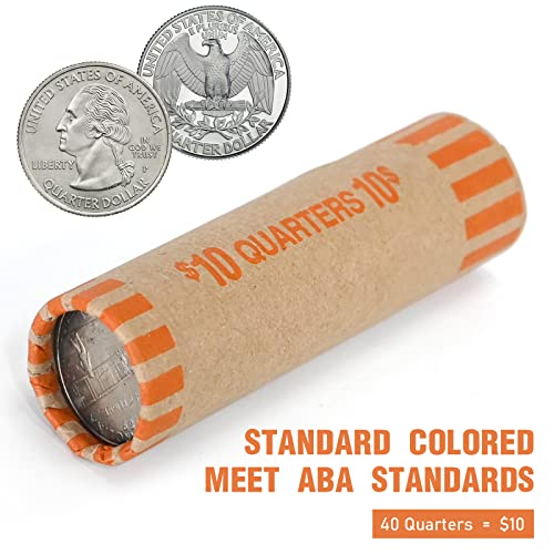 Image of LLIKED 72 PCS Preformed Coin Wrappers Rolls-Quarters