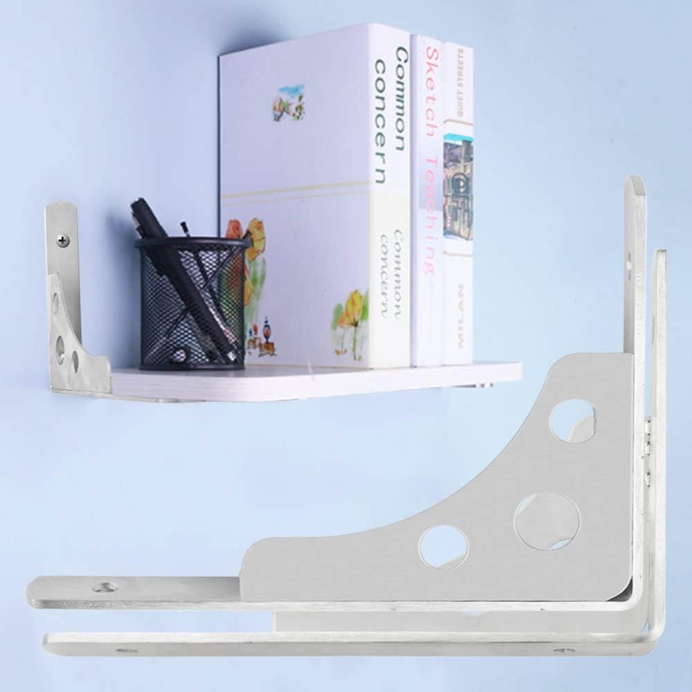 Favengo2 Pcs Shelf Bracket Silver Heavy Duty Brackets L Shape Right Angle Corner Bracket Wall Mounted Shelving Supporter Corner Brace Joint Angle Bracket for DIY Book Shelf Bracket Outdoor Decoration
