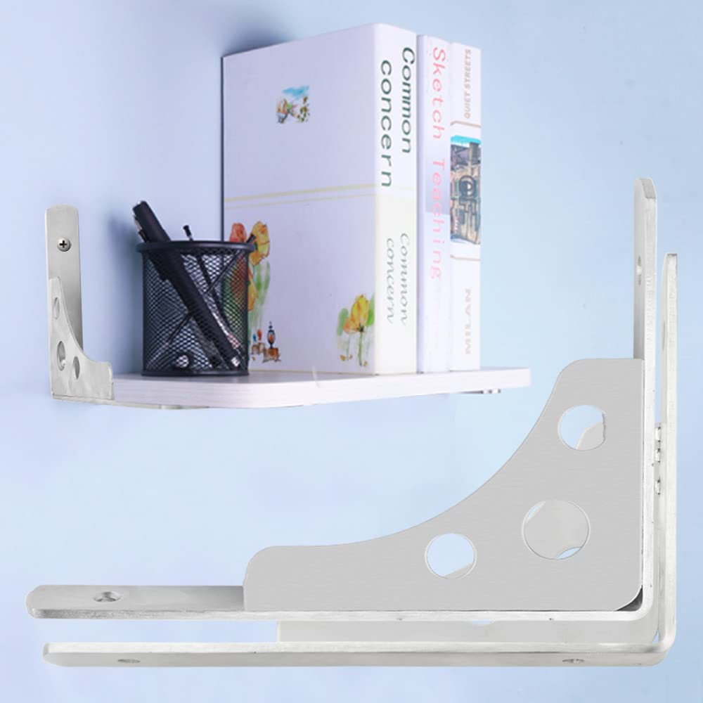 FAVENGO2 Pcs Shelf Bracket Silver Heavy Duty Brackets L Shape Right Angle Corner Bracket Wall Mounted Shelving Supporter Corner Brace Joint Angle Bracket for DIY Book Shelf Bracket Outdoor Decoration