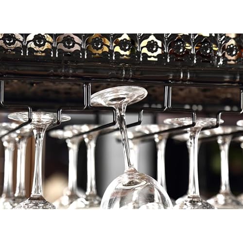 Soporte industrial redondo para vino colgante color negro 60x35 cm miniatura 2
