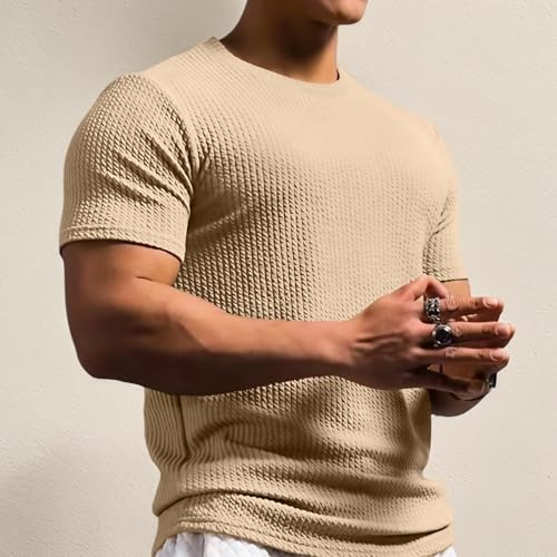 Mens Casual Sport Cloud Textured T Shirt Stretch Crew Neck Short Sleeve Active Quick Dry Athletic Running Gym Workout Tee Top2