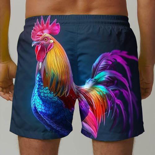Mens Trendy Printed Swim Trunks Loose Fit Board Shorts Quick Dry Elastic Waist Shorts Summer Beachwear with Pockets3