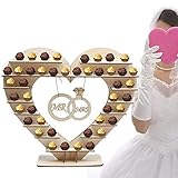 Chocolate Display Stand,Mr & Mrs Wedding Decor,Love Shape DIY Chocolate Display Shelf for Valentine's Day Wedding Engagement Anniversary Birthday Party Decoration(15.7 X13.7 X4.7 inch,Wooden)