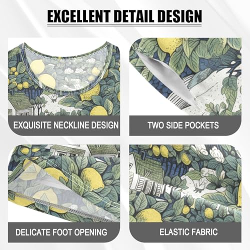 ALAZA Lemon and Landscape Pajama Set Short Sleeve Sleepwear Soft Lounge Nightwear4