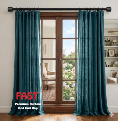 Image of FAST CB45S Black Heavy Stainless Steel Curtain Rod End Cap Bracket Or Finilas for Door and Window 1 Inch Curtain Rod Accessories (4)