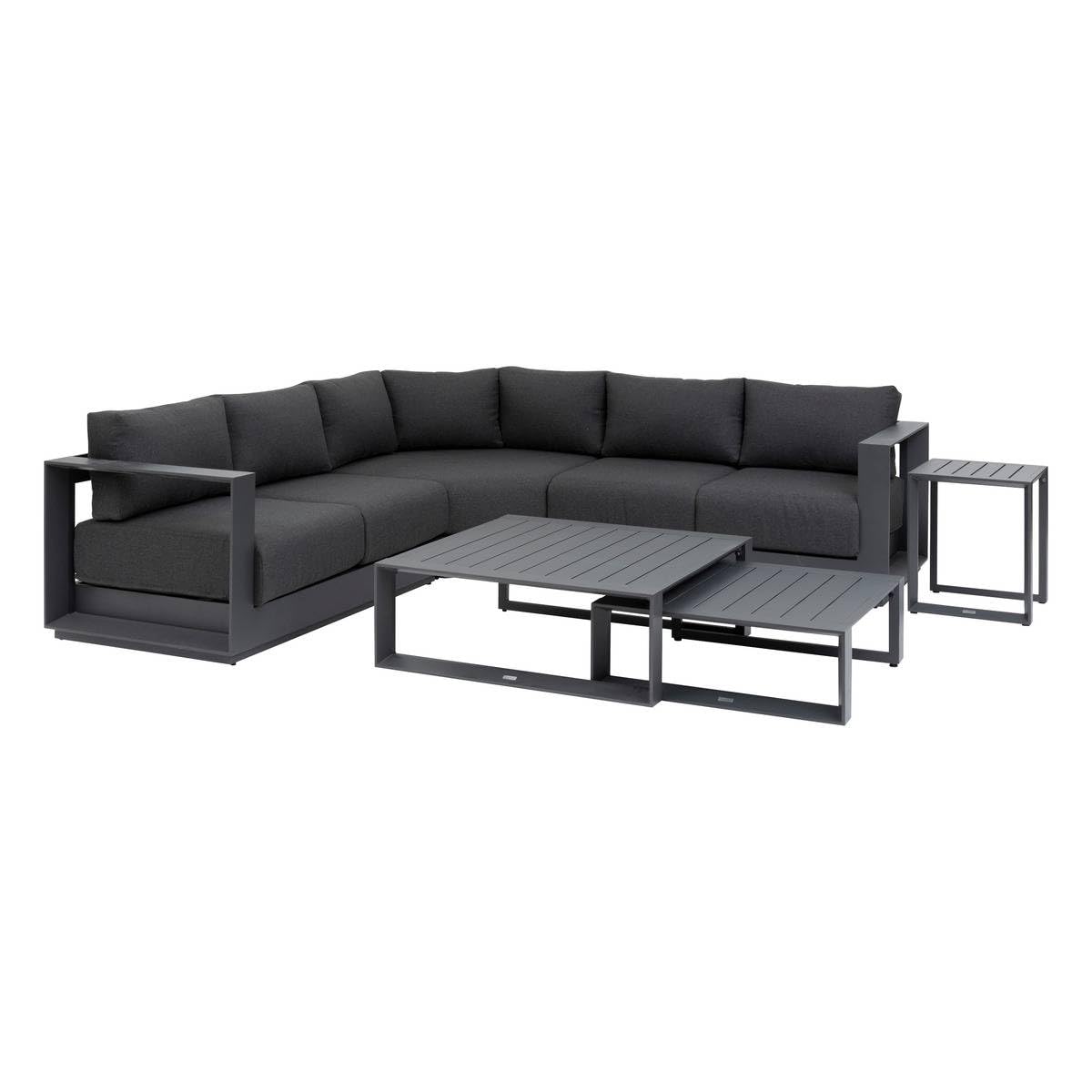 Hespéride - Conjunto de Muebles de jardín esquinero Allure Grafito 5 plazas de Aluminio y poliéster