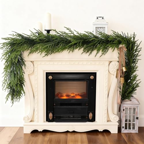 Artificial Norfolk Pine Garland - Faux Christmas Garland Fake Green Garland for Fireplace,Table, Stairs, Mantle, Window,Indoor Outdoor,Home,Holiday Decor (2 PCS,9 FT) - Image 6