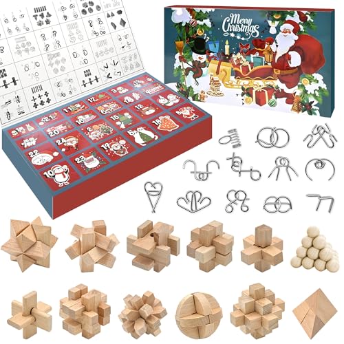 Calendario Dell'Avvento 2025 A Rompicapo - 24 Puzzle In Legno/Plastica Per Bambini E Adulti