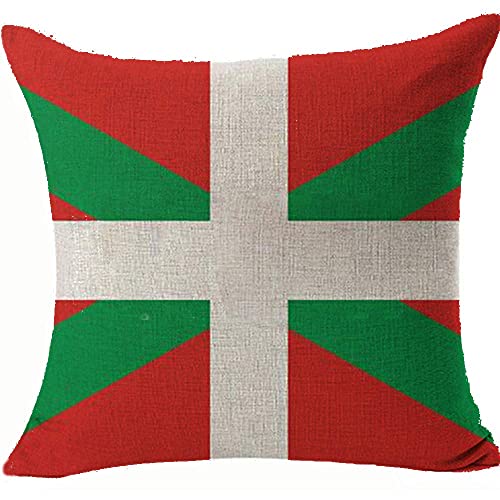 FaceYee Housse de coussin Drapeau du Pays Basque Double Face Coussin Salle de classe Décoration de la Maison 45 x 45 cm Blanc Basque