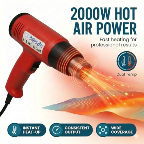 Image of Delivery Pax Hot Gun Machine for Packing Wrapping 2000W WITH 6 MONTHS WARRANTY Heat Gun Machine Dual Temperature | Hot Air Gun for paint removal, sticker removal | Heat Gun for Shrink Wrapping