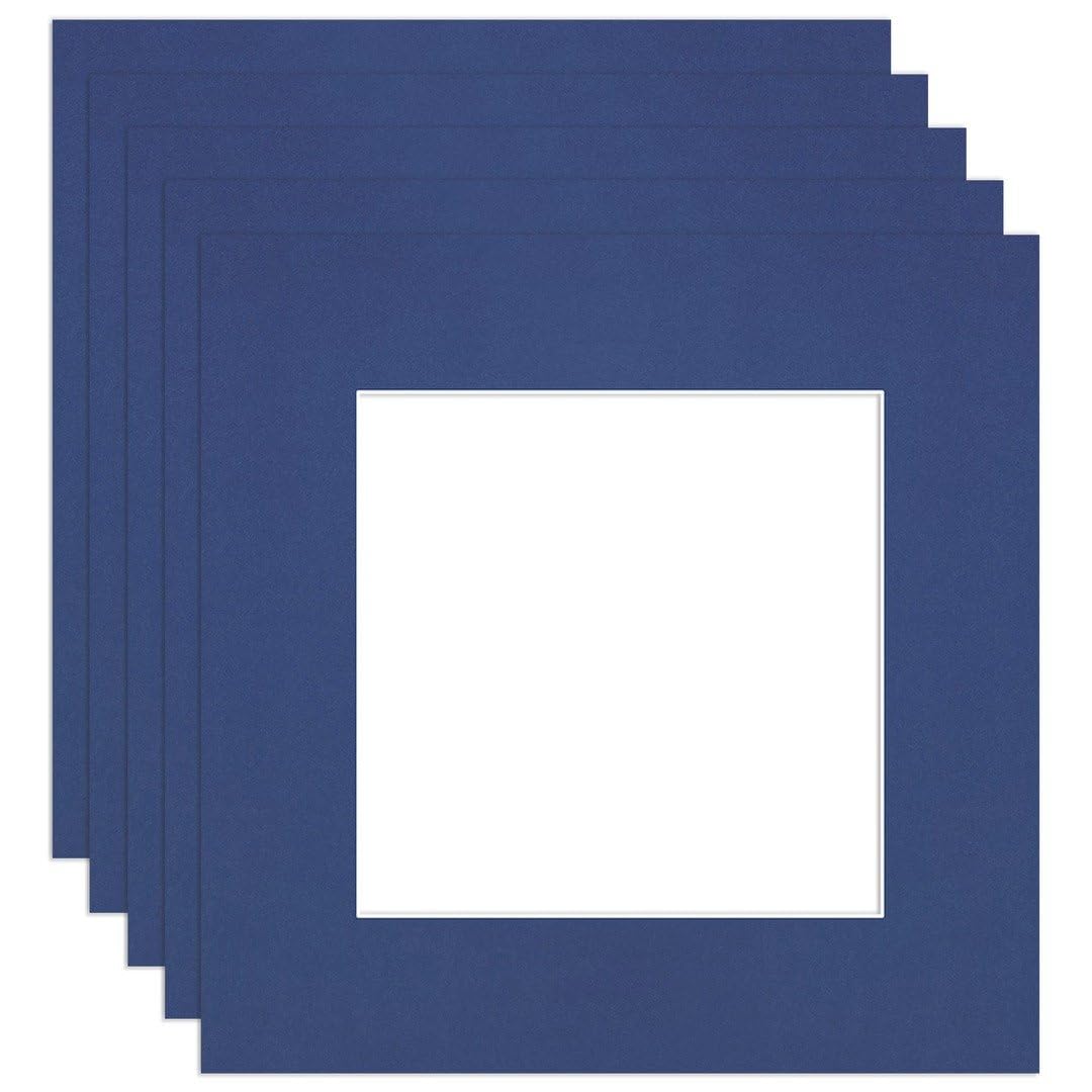 Procut Global 8x8" Blue Picture Mounts to Fit 5x5" Aperture - Precision Cut Cardboard Photo Mount - Ideal for Frames, Prints, Artwork & Certificates - Sizes & Colours Available - 5 Pack โ image 1