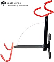 Vista 2 de Dirza Soporte de pared para bicicleta, paquete de 2 unidades, plegable, para almacenamiento de bicicletas, horizontal, gancho para garaje, cobertizo