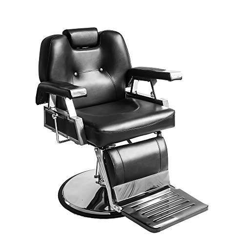 PALDIN Classic Hydraulic Reclining Beauty Hairdressing Professional Haircut Chair Styling Swivel Chair Height Adjustable PU Leather (Black) (Includes 2 packages)