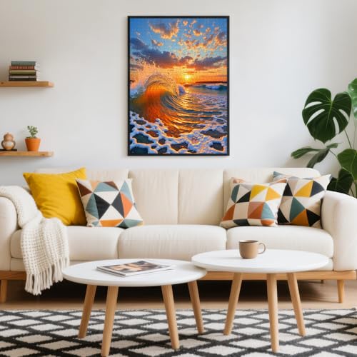 1000 Piece Jigsaw Puzzles for Adults, Sunset Wave Beach Ocean Puzzle with Letters on Back, 20×28 Inch Hard Difficult Challenging Adult Puzzle for Gift & Home Decor by KIDSU - Used condition - Image 6