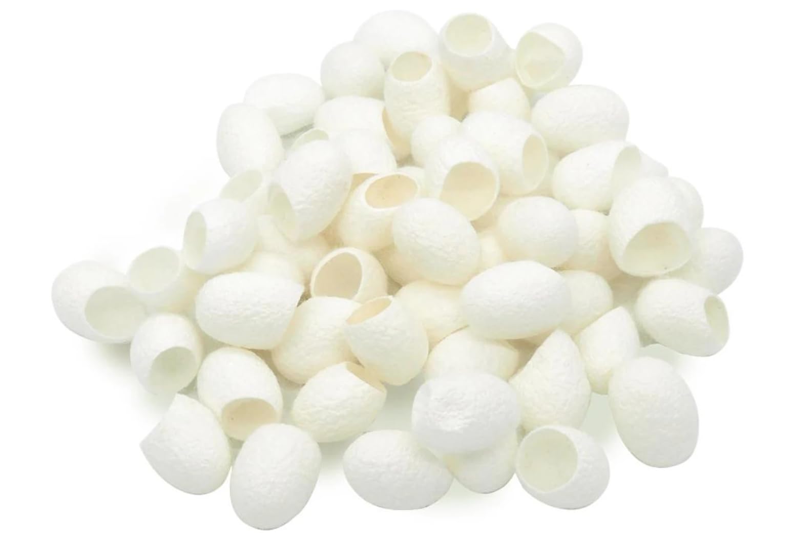 Knitsilk Mulberry Silk Cut Cocoons - Ideal for Spa, Facial Massage, and Beauty - Spinning and Crafts - White Bombyx Mori Cocoon (Pack of 1000 Pcs)