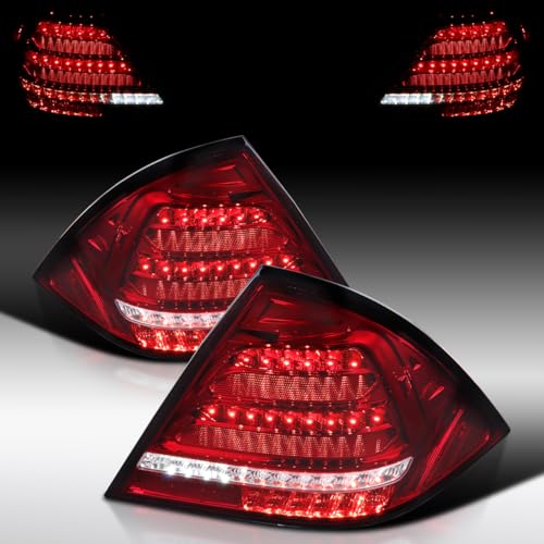 Autozensation Compatible with 2001-2004 Mercedes-Benz W203 C-class Sedan, Red Full LED Sequential Tail Lights
