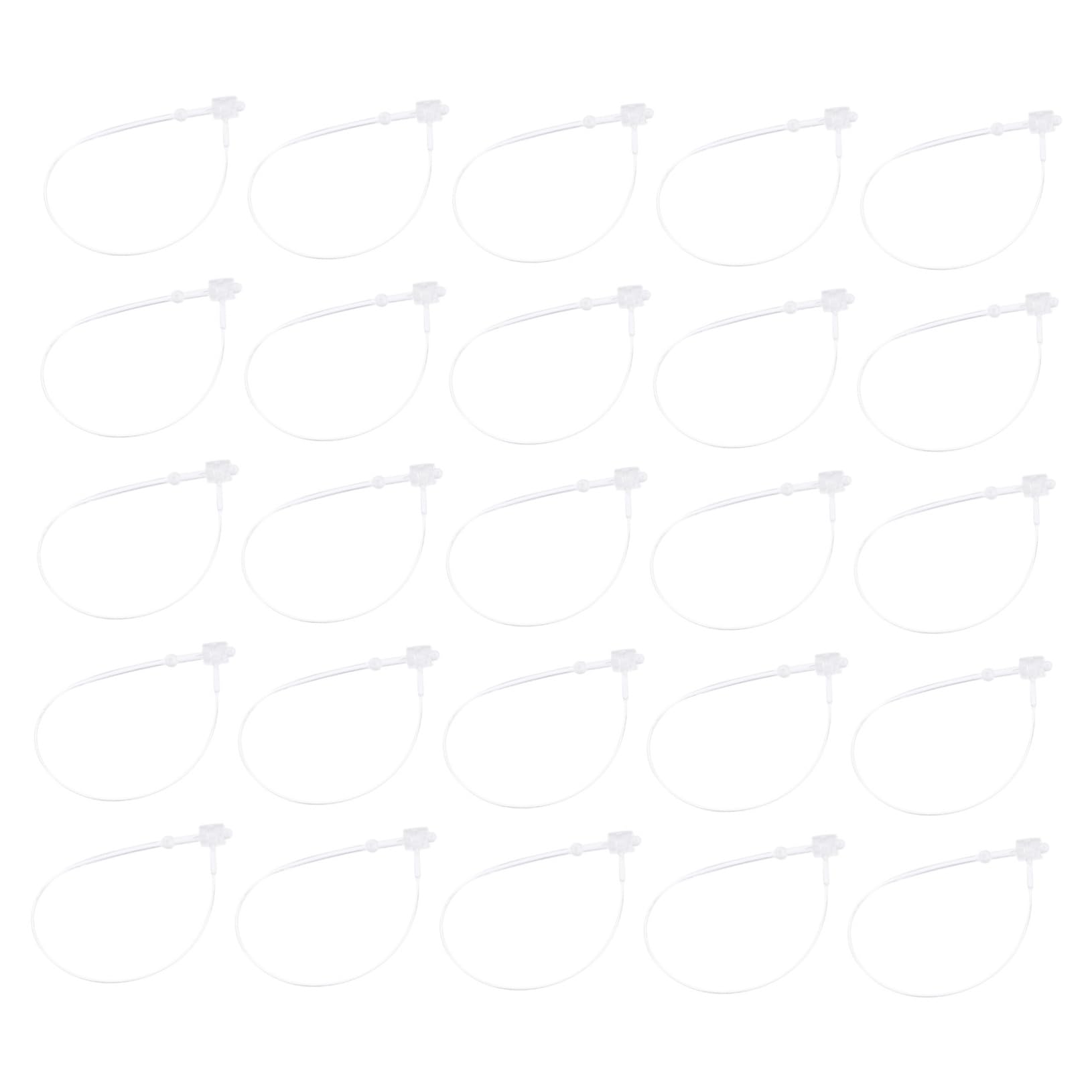 BELLIFFY 5000pcs Trademark Tag Fasteners Tag Hanging Rope Clothing Tag Hanging Cord Tag Loop Lock Transparent Hanging Tag Cord Round Head Tag Fastener Pp White