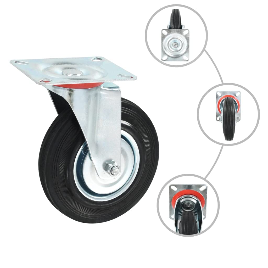 vidaXL 16x Lenkrollen Transportrollen Laufrollen Möbelrollen Schwerlastrollen Laufrolle Industrierolle Rollen Lenkrolle Möbelrolle 125mm Gummi Eisen