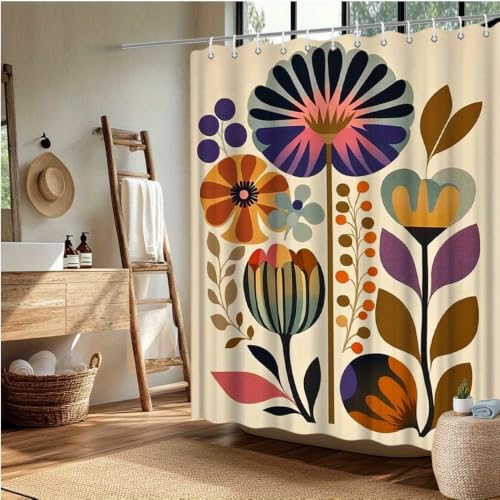 Rideau de douche art floral abstrait grand format 180 x 225 - 3