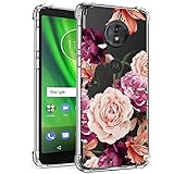 Ueokeird for Moto G6 Play Case, for Moto G6 Forge Case with Flowers, Slim Shockproof Clear Floral Pattern Soft TPU Back Phone Protective Cover for Moto G6 Play/for Moto G6 Forge Purple Flower