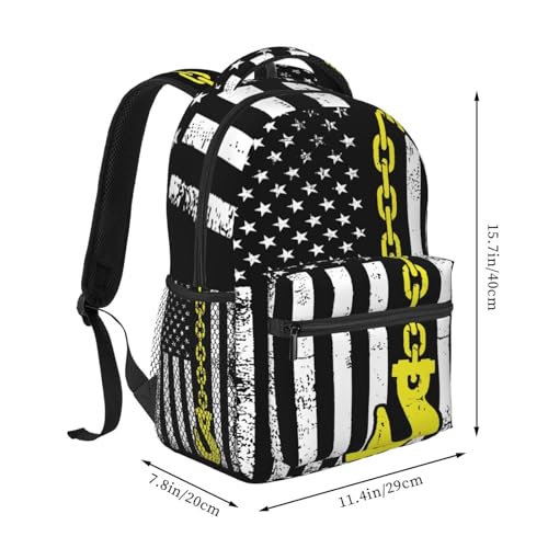 Towing Hook American Flag Backpack Large Capacity Lightweight Casual Travel Sports Backpack 11.4X7.8X15.7 inch2