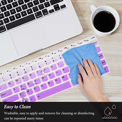 Image of CASEDAO Keyboard Cover for Lenovo Laptops - Gradual Purple, Silicone, Stain-Resistant, Fits US Layout 14 inch Laptops