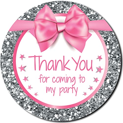24 x 40mm Pretty Pink Girls Thank for Coming to My Party Stickers. Great for Envelope Seals Party Bags Pamper Party and Kids Goodie Bags