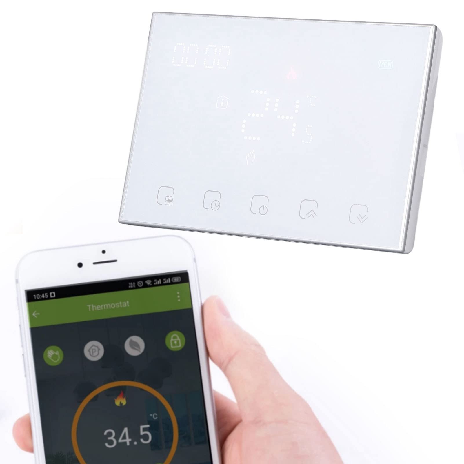 Hyuduo Termostat do Podgrzewania Wody Ekran Dotykowy Termostat WiFi 95 do 230 V Bezprzewodowe Programowalne Sterowanie Głosowe USB Łatwa Instalacja dla Użytkowników Ogrzewania Podłogowego w Domu