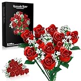 Red Rose Flowers Bouquet Building Set - Valentine's Day Gift Compatible with Lego Flowers for Adults Women, Collection Christmas Mother's Day Valentine's Gifts Home Decor